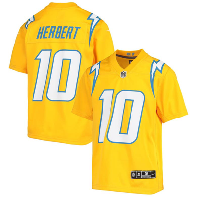 Nike Kids' Youth  Justin Herbert Gold Los Angeles Chargers Inverted Team Game Jersey