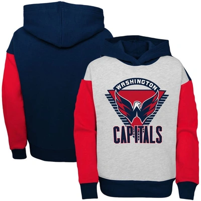OUTERSTUFF GIRLS YOUTH HEATHERED GRAY/NAVY WASHINGTON CAPITALS LET'S GET LOUD PULLOVER HOODIE