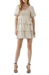 English Factory Polka Dot Multi Tiered Short Sleeve Dress In Cream