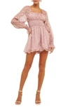 Endless Rose Foiled Dot Long Sleeve Romper In Dusty Pink