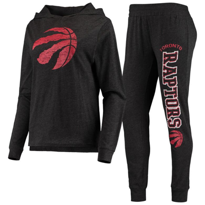 Concepts Sport Women's  Black Toronto Raptors Hoodie And Pants Sleep Set