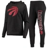 Concepts Sport Women's  Black Toronto Raptors Hoodie And Pants Sleep Set In Black