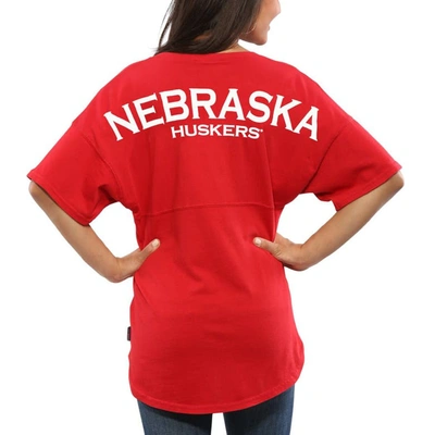 Spirit Jersey Women's Scarlet Nebraska Huskers  Oversized T-shirt