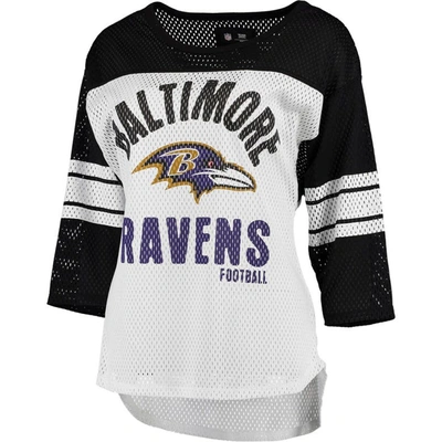 G-iii 4her By Carl Banks Women's  White And Black Baltimore Ravens First Team Three-quarter Sleeve Me In White/black