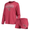 Concepts Sport Women's Cardinal Arizona Cardinals Meter Knit Long Sleeve Raglan Top And Shorts Sleep Set In Cardinal