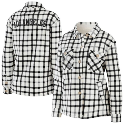 Wear By Erin Andrews Women's Oatmeal And College Navy Seattle Seahawks Plaid Button-up Shirt Jacket