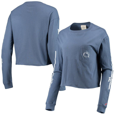League Collegiate Wear Navy Penn State Nittany Lions Clothesline Cotton Midi Crop Long Sleeve T-shir