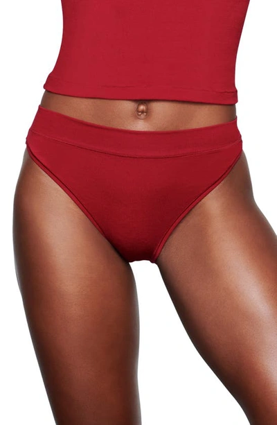 Skims Stretch Cotton Jersey Cheeky Tanga In Brick