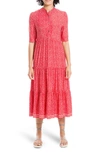 Max Studio Floral Button Front Baby Doll Dress In Red Locks