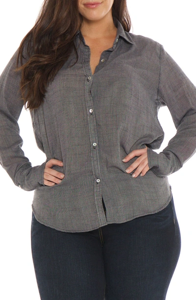 Slink Jeans Collared Long Sleeve Shirt In Black