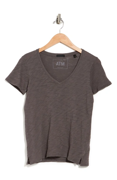 Atm Anthony Thomas Melillo Schoolboy V-neck T-shirt In Charcoal
