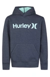 Hurley Kids' Heat Fleece Logo Hoodie In Armory Navy Heather