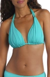 La Blanca Island Blanca Halter Bikini Top In Aquamarine