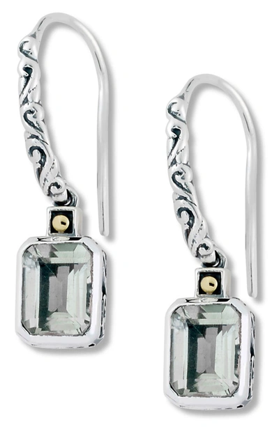 Samuel B. 18k Yellow Gold & Sterling Silver Prasiolite Dangle Earrings In Green