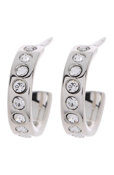 Ted Baker Seeni Mini Hoop Huggie Earrings In Silver Tone Crystal