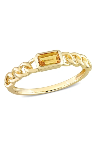 Delmar 10k Yellow Gold Octagon Citrine Chain Link Ring
