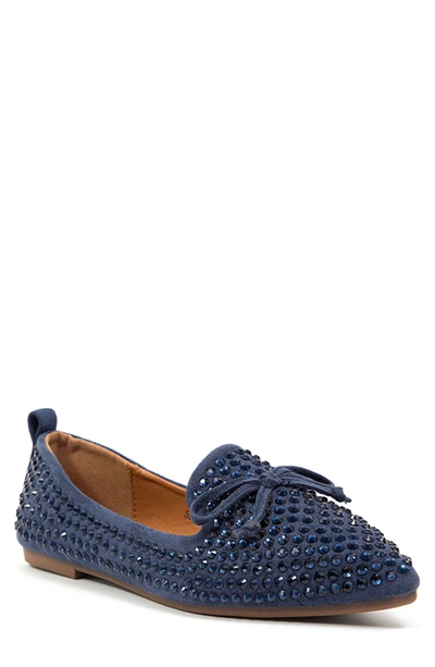 Chic By Lady Couture Sherry Embellished Bow Flat In Navy