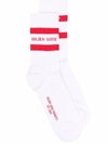 Golden Goose Calzini In Misto Cotone Con Logo E Righe In Red