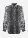 JUST CAVALLI COTTON SHIRT WITH ALL-OVER ANIMALIER PRINT