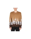 Vision Of Super Multicolor Jacquard Flames Sweater In Beige