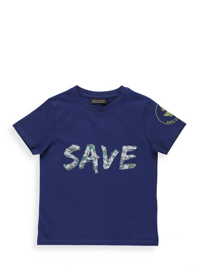 Save The Duck Kids' Logo T-shirt In Save Camu Verde