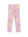 MONNALISA PINK LEGGINGS WITH FLOWER PRINT