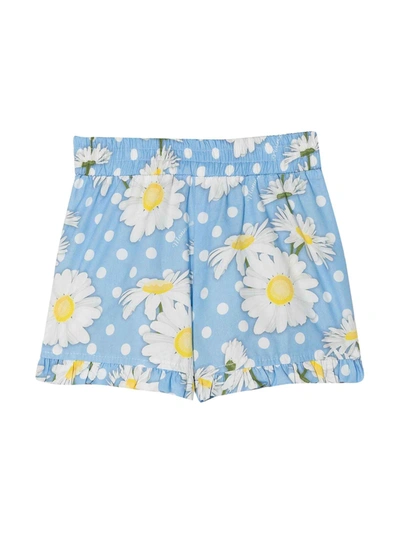 Monnalisa Kids' Light Blue Bermuda Shorts With Flower Print