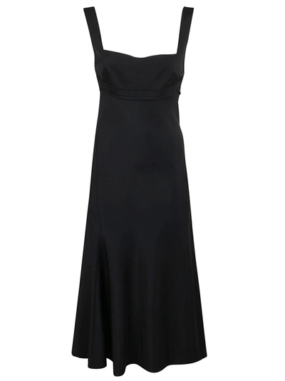 Victoria Beckham Stretch Cady Flare Midi Dress In Black