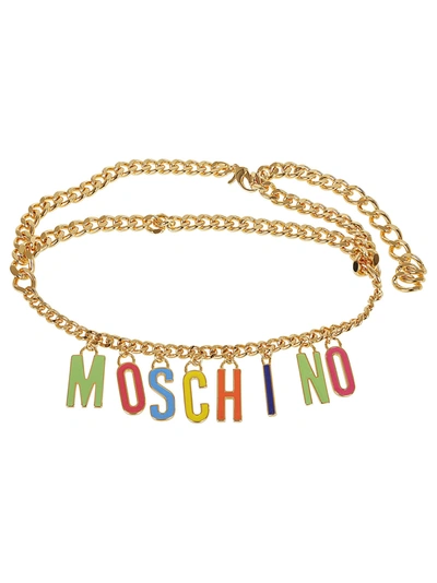 Moschino Logo Plaque Chained Belt In Multi