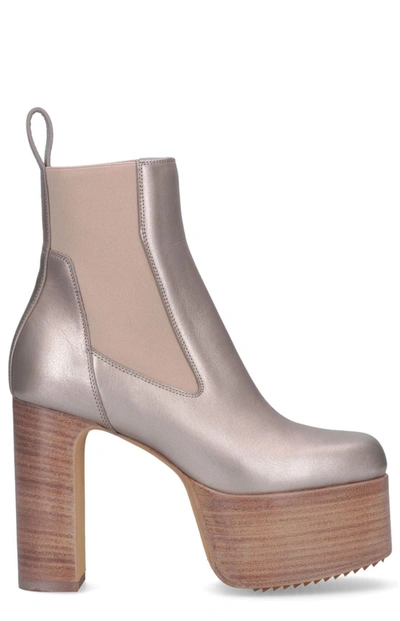 Rick Owens Women's Gold Leather Ankle Boots