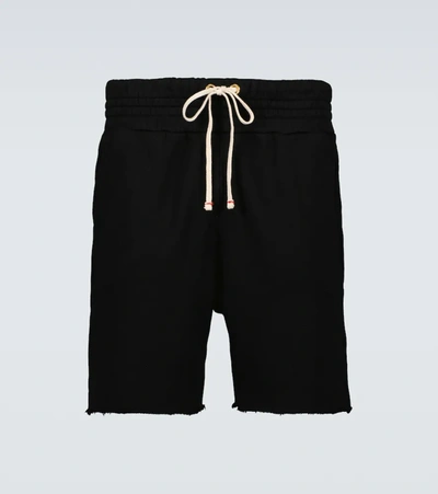 Les Tien Yacht Frayed Organic Cotton-terry Shorts In Black