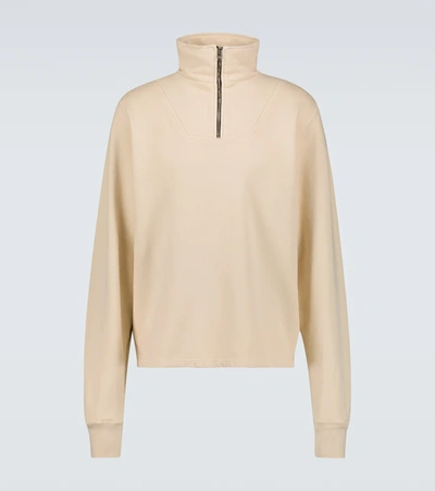 Les Tien Cotton Jersey Half-zip Sweatshirt In Ivory