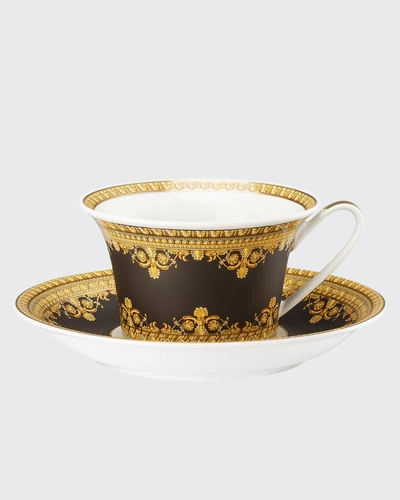 Versace I Love Baroque Tea Cup & Saucer In Black