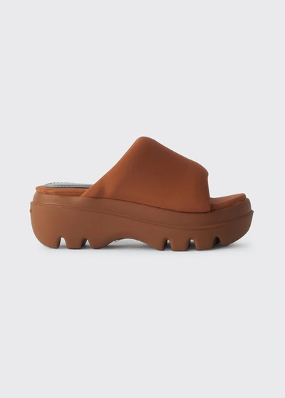 Proenza Schouler Storm Nylon Platform Slide Sandals In Rustcopper