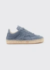 Maison Margiela Frayed Denim Low-top Espadrille Sneakers In China Blue