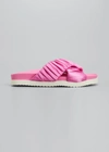 3.1 Phillip Lim Crisscross Ruched Satin Pool Sandals In Carnation