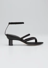 3.1 Phillip Lim Ruched Satin Strappy Thong Sandals In Black