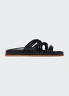 Emme Parsons Evvie Strappy Flat Slide Sandals In Black Nappa