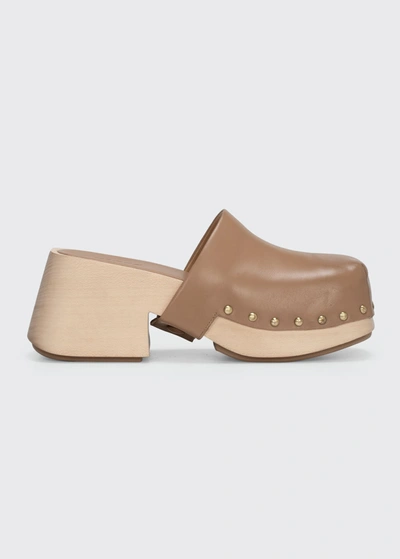 Marsèll Bottone Calfskin Mule Clogs In Hazelnut