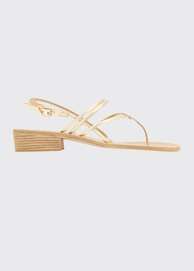 Ancient Greek Sandals Cycladic Metallic Thong Slingback Sandals In Platinum