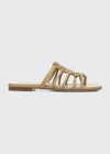 Vince Dae Woven Leather Flat Sandals In Dune