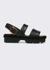 Vince Bowie Leather Lug-sole Slingback Sandals In Black