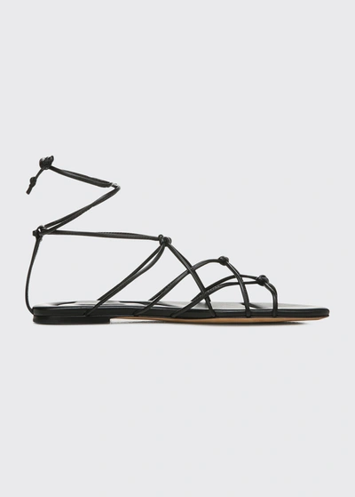 Vince Kenna Knotted Leather Gladiator Sandals In Tan