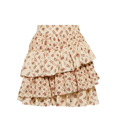 Ulla Johnson Aminta Printed Cotton Miniskirt In Brown