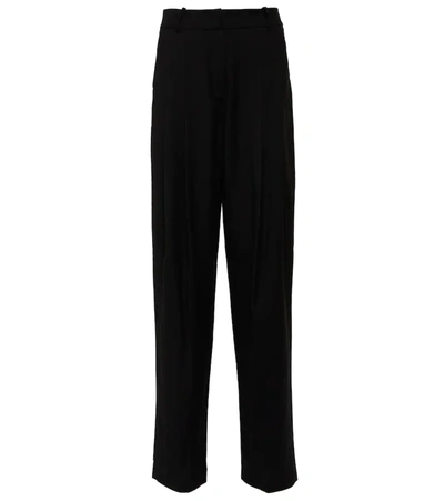 The Frankie Shop Gelso High Rise Pleated Woven Wide Trousers In Black