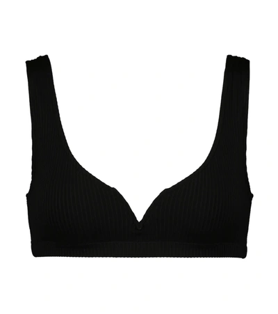 Alexandra Miro Kamala Ribbed Bikini Top In Black Rib