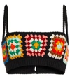 Alanui Positive Vibes Hand-crochet Bralette In Black Multi