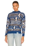 Maison Margiela Distressed Fair Isle Wool And Cotton-blend Sweater In Blue Jacquard