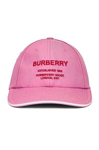 Burberry Horseferry Motif Cotton Twill Baseball Cap In Pink