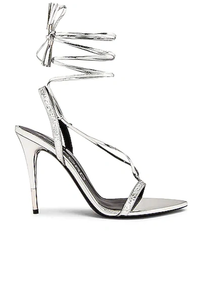 Tom Ford Mirror Ankle Wrap Sandal In Silver